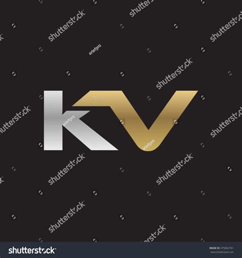 Kv Company Linked Letter Logo Golden Silver Royalty Free Stock Vector