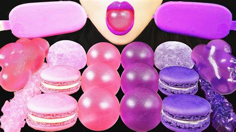 Asmr Purple And Pink Food Magnum Chocolate Ice Cream Macaron Mochi