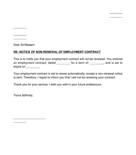 Non Renewal Of Employment Contract Letter To Employer Sample