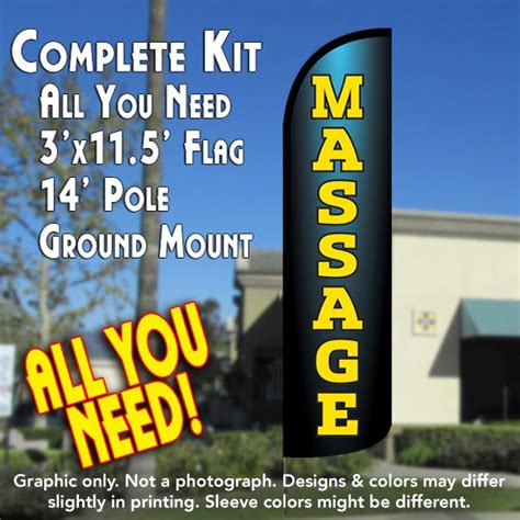 Massage Windless Feather Banner Flag Kit Flag Pole And Ground Mt