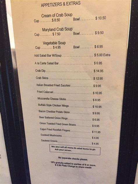 Menu at Edgewater Restaurant, Edgewater