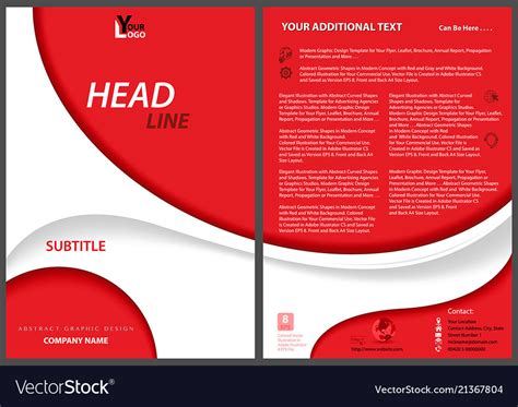 Red Flyer Template With White Abstract Shapes Vector Image