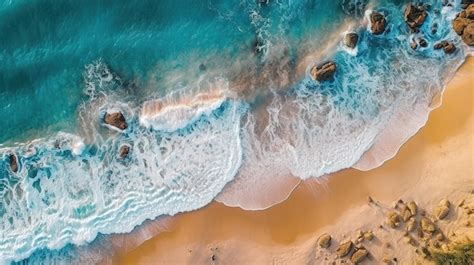 Premium AI Image | An aerial view of a beach and ocean