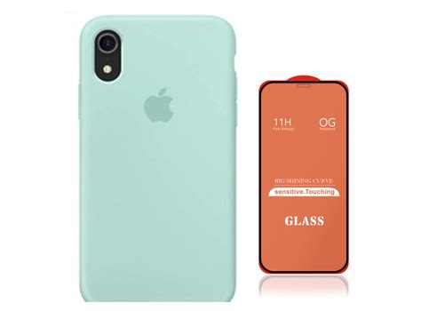 Ripley Case Silicona Iphone Xr Turquesa Mica De Vidrio Completo