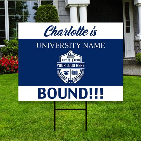 Personalized College Bound Yard Sign College Logo Sign Custom