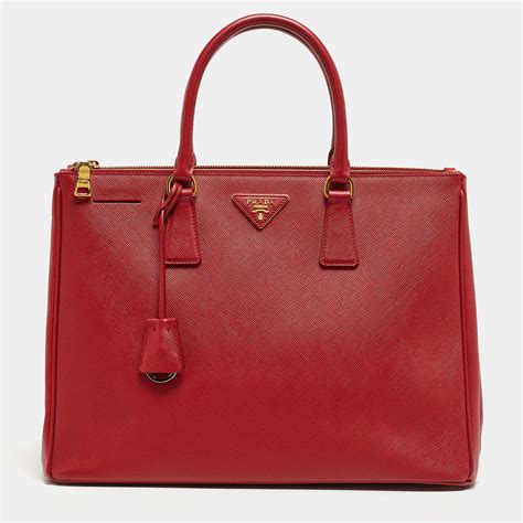 Prada Red Saffiano Leather Large Galleria Double Zip Tote Prada The