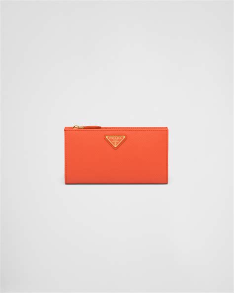 Orange Large Saffiano Leather Wallet PRADA