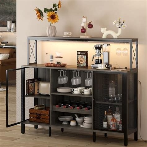 Amazon YITAHOME Bar Table Cabinet With Power Outlet LED Bar