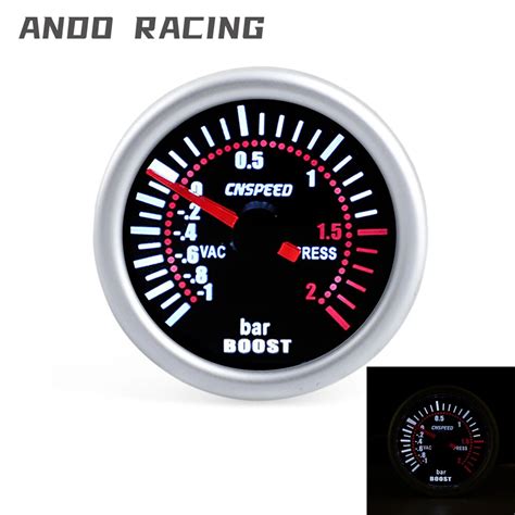 Auto Car Turbo Boost Gauge 1 0 2 Bar 2 52mm Universal Smoke Len 12v