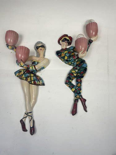 Vintage Arlecchino Wall Lights In Venetian Ceramic S Set Of For