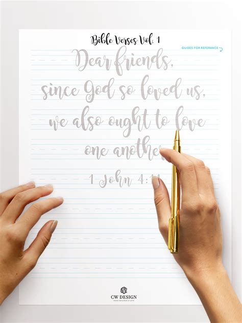 Bible Verses Hand Lettering Practice Sheets Calligraphy Etsy