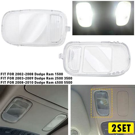 2x For Dodge Ram 2500 1500 3500 Overhead Clear Dome Map Light Cover