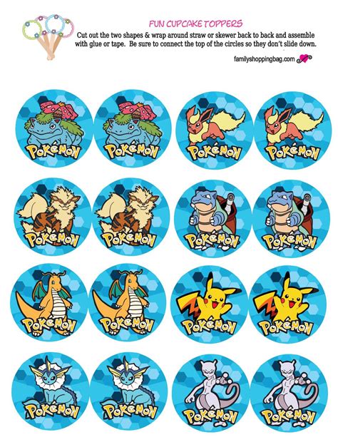 Pokemon Cupcake Toppers