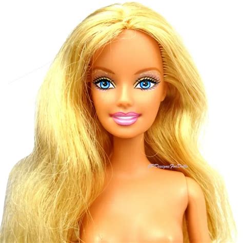 NUDE BARBIE DOLL Blonde Hair Blue Eyes Belly Button Model D Bendable