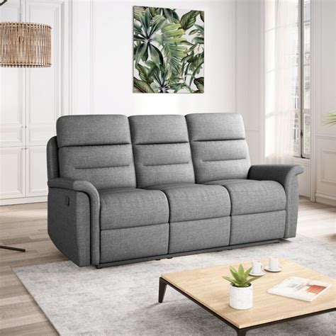 Canap Relax Places Tissu Gris Clair Oscar Linea Deco Confortable