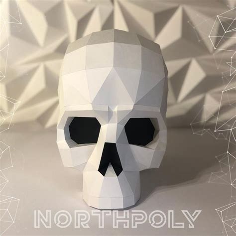 Skull 3d Papercraft Northpoly Pepakura Lowpoly Low Etsy Paper