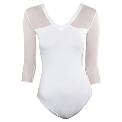 Intermezzo Ladies Ballet Body Leotard With Mesh And 3 4 Sleeves 31086