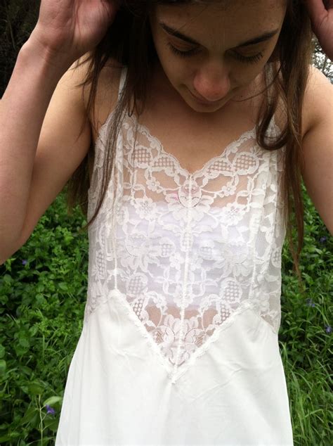 White Vintage Lace Slip Size S S Etsy