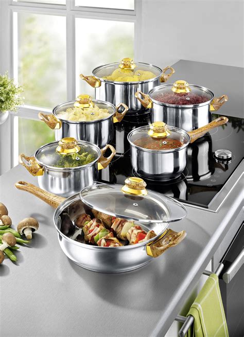 Topf-Set aus Edelstahl, 12-teilig - Töpfe, Pfannen & Bräter | Brigitte ...