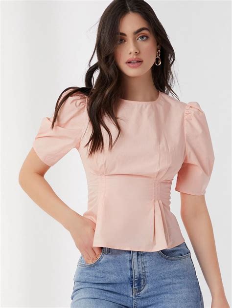 Shein Puff Sleeve Peplum Top