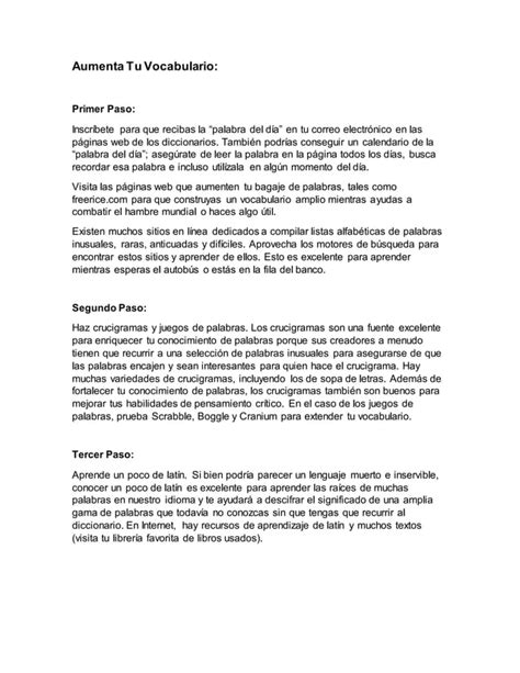 C Mo Aumentar Tu Vocabulario En Siete Pasos Pdf