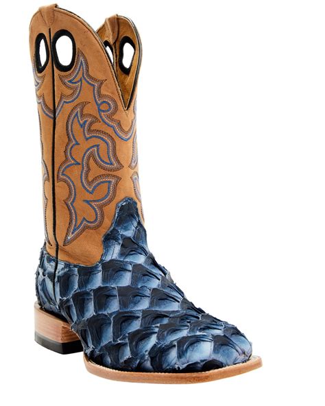 Cody James Men S Exotic Pirarucu Western Boot Broad Square Toe Blue