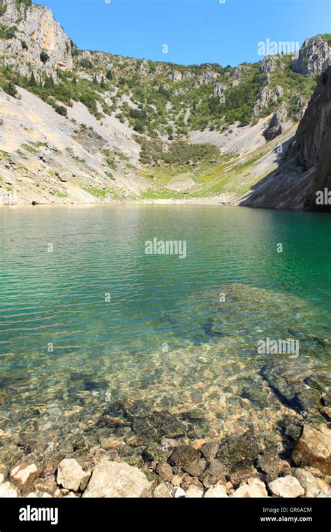 Blue Lake Modro Jezero Depth About 100 Meter Imotski Croatia Europe