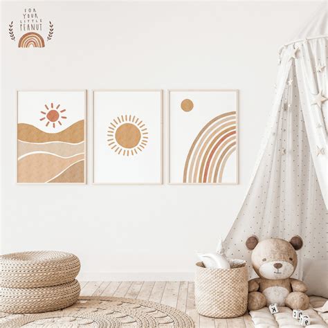 Kit Quadros Infantil Boho Sol Arco Iris Montanhas Elo