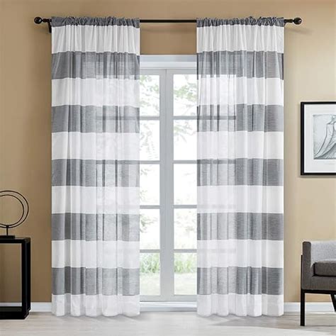 Grey And White Striped Curtains