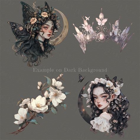 Crescent Moon Fairy Clipart Bundle PNG Fantasy Fairy - Etsy