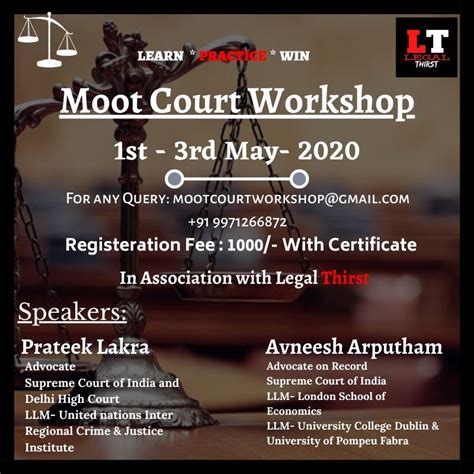 Moot Court Workshop In Association With Legal Thirst Legal Thirst