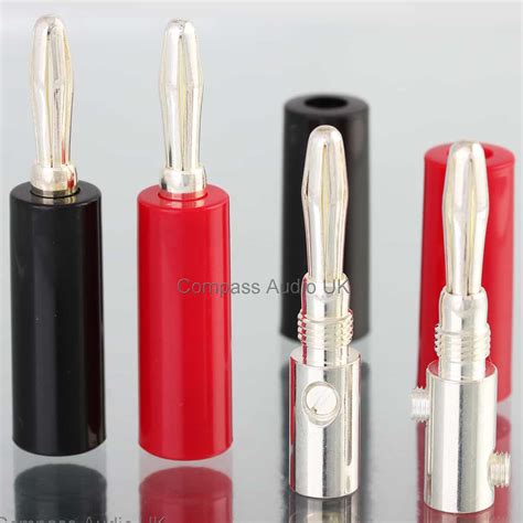 Silver 4mm Banana Plugs Twin Screw Audio Connectors Compass Audio