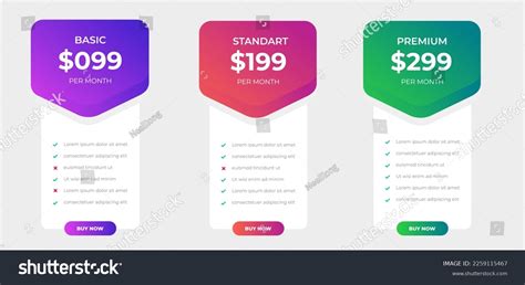 Pricing Table Pricing Chart Price List Stock Vector Royalty Free 2259115467 Shutterstock