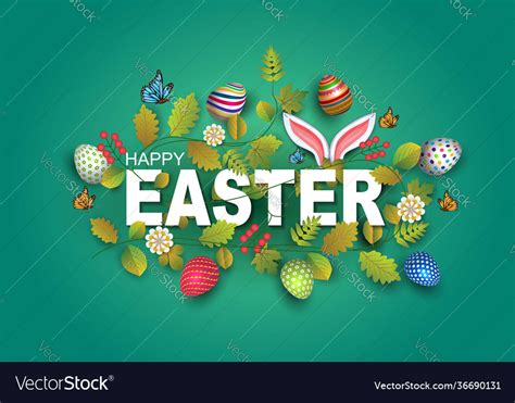 Happy Easter Greetings Letter Decorate Royalty Free Vector