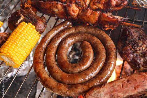 Naklejka South African Braai Braai Including Boerewors Sausage Lamb