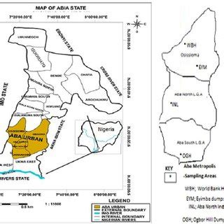 abia state map nigerian showing aba metropolis  sampling areas