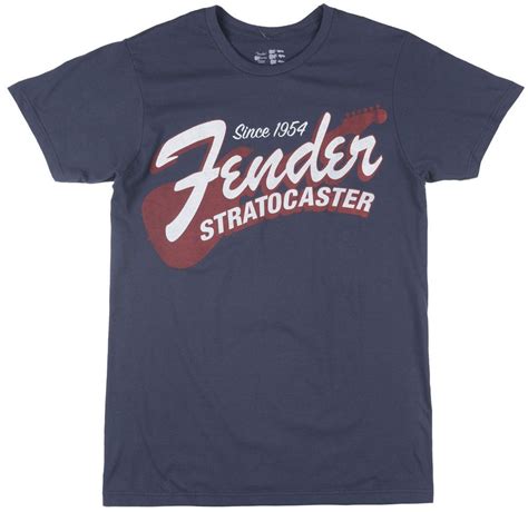 FENDER GUITAR STRATOCASTER 1954 T SHIRT VINTAGE MUSIC TEES MENS NAVY