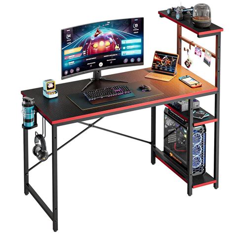 Reviews For Bestier 44 In Rectangular Black Carbon Fiber Gaming Desk