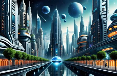 A Futuristic And Fantastical Scene Of A City With Towering Sleek