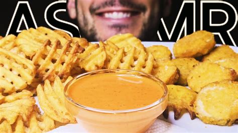 Asmr Chicken Nuggets And Waffle Fries Eating Sounds No Talking Mukbang