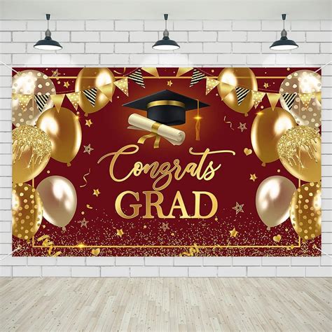 5x3ft Red and gold Graduation Banner Congrats Grad Class of 2024 ...