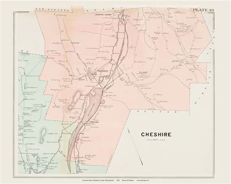 Cheshire 1904 Old Town Map Reprint Berkshire County Etsy Town Map Berkshire County Map