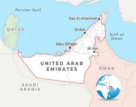 Premium Vector United Arab Emirates Map With Capital Abu Dhabi Most