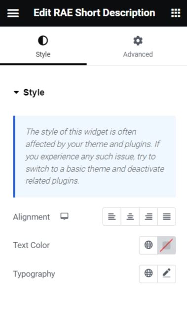 elementor product short description widget