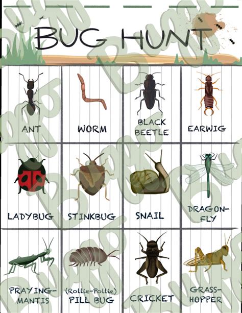 Kids Mud Bug Scavenger Hunt Printable Digital Download Backyard Nature