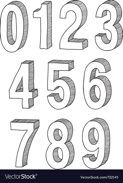 Numbers Sketch Royalty Free Vector Image Vectorstock