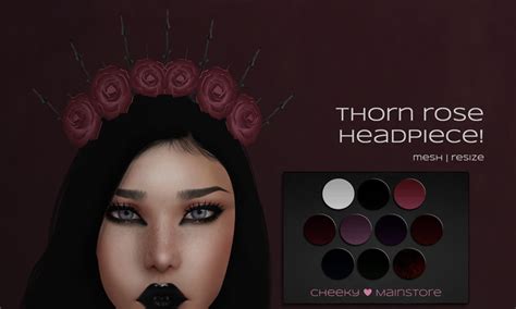 Second Life Marketplace Cheeky Thorn Rose Headpiece Mesh Resize