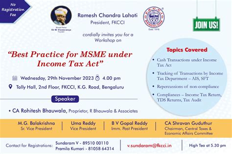 Workshop On Best Practices For Msme Under Income Tax Act” Fkcci