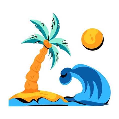 Premium Vector Flat Icon Of Beach View