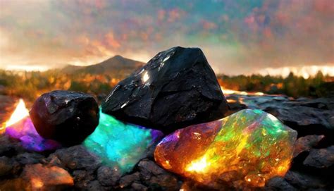 rainbow  colors    rocks premium ai generated image